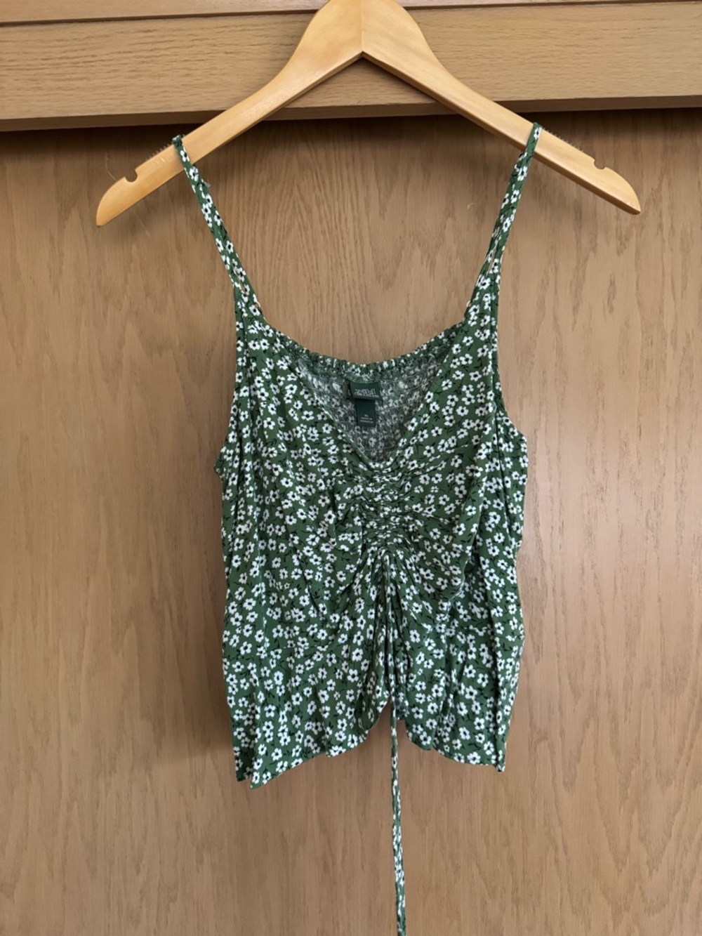 Wild fable Green Floral Ruched Tie-Front Cami Top